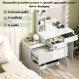 Toaletka kosmetyczna do makijażu z lustrem półki szuflady