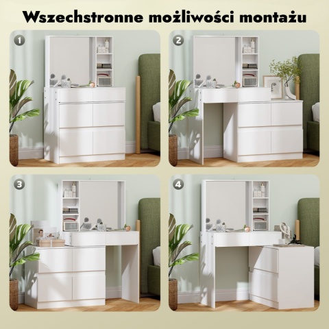 Toaletka kosmetyczna do makijażu z lustrem półki szuflady
