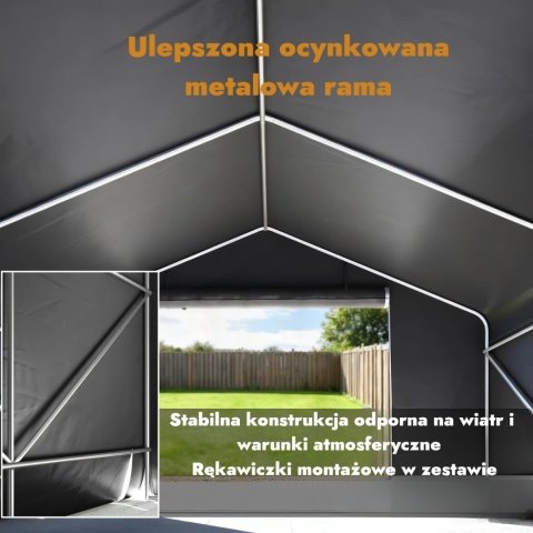 Tunel szopka ogrodowa wiata namiot garaż ciemnoszry