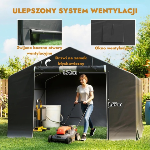 Tunel szopka ogrodowa wiata namiot garaż ciemnoszry