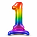 Balon XXL CYFRY STOJĄCE Gigant 152cm RAINBOW Balony Kolorowe Błyszczące