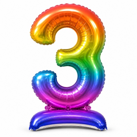 Balon XXL CYFRY STOJĄCE Gigant 152cm RAINBOW Balony Kolorowe Błyszczące
