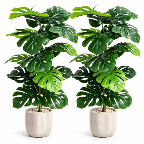 Duża Monstera Sztuczna 2 sztuki Zestaw Kwiatów Sztucznych do domu biura na taras 84cm