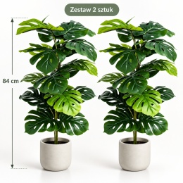 Duża Monstera Sztuczna 2 sztuki Zestaw Kwiatów Sztucznych do domu biura na taras 84cm
