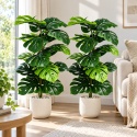 Duża Monstera Sztuczna 2 sztuki Zestaw Kwiatów Sztucznych do domu biura na taras 84cm