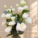 Eustoma Sztuczna Zestaw 6 szt JAK ŻYWE Gałązki Sztuczne Kwiaty Białe Bukiet Kwiaty do Wazonu na Ślub