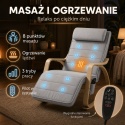 Fotel bujany z masażem ogrzewaniem podnóżkiem Jasnoszary