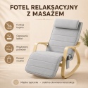 Fotel bujany z masażem ogrzewaniem podnóżkiem Jasnoszary