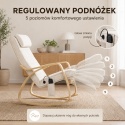 Fotel bujany z masażem ogrzewaniem podnóżkiem kremowo-biały