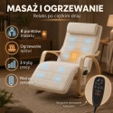 Fotel bujany z masażem ogrzewaniem podnóżkiem kremowo-biały