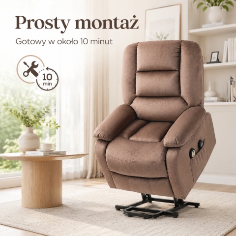 Fotel podnoszony regulowany elektryczny rozkładany geriatryczny telewizyjny wypoczynkowy