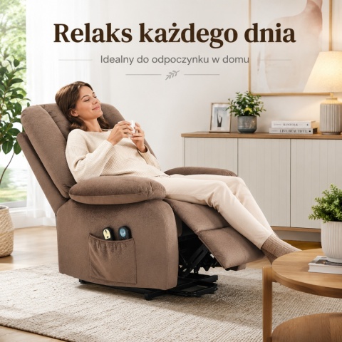 Fotel podnoszony regulowany elektryczny rozkładany geriatryczny telewizyjny wypoczynkowy