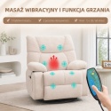 Fotel rozkładany Obrotowy z masażem i funkcją grzania do 150kg Beżowy