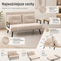 Kanapa Dwuosobowa Rozkładana Łóżko 73x102 cm Sofa Beżowa