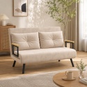 Kanapa Dwuosobowa Rozkładana Łóżko 73x102 cm Sofa Beżowa