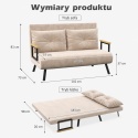 Kanapa Dwuosobowa Rozkładana Łóżko 73x102 cm Sofa Beżowa