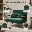 Kanapa Dwuosobowa Rozkładana Łóżko 73x102 cm Sofa Zielona