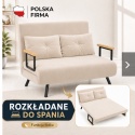 Kanapa Dwuosobowa Rozkładana Łóżko 73x102 cm Sofa Beżowa