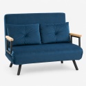 Kanapa Dwuosobowa Rozkładana Łóżko 73x102 cm Sofa Niebieska