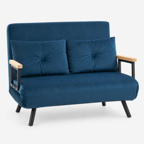 Kanapa Dwuosobowa Rozkładana Łóżko 73x102 cm Sofa Niebieska
