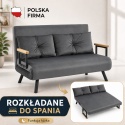 Kanapa Dwuosobowa Rozkładana Łóżko 73x102 cm Sofa Szara