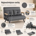 Kanapa Dwuosobowa Rozkładana Łóżko 73x102 cm Sofa Szara