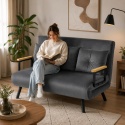 Kanapa Dwuosobowa Rozkładana Łóżko 73x102 cm Sofa Szara