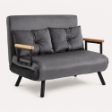 Kanapa Dwuosobowa Rozkładana Łóżko 73x102 cm Sofa Szara
