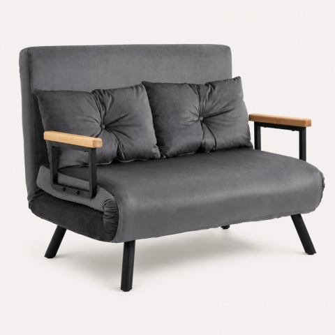 Kanapa Dwuosobowa Rozkładana Łóżko 73x102 cm Sofa Szara