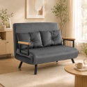Kanapa Dwuosobowa Rozkładana Łóżko 73x102 cm Sofa Szara