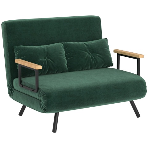 Kanapa Dwuosobowa Rozkładana Łóżko 73x102 cm Sofa Zielona