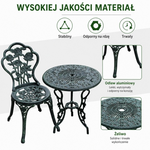 Meble ogrodowe Vintage Stół + dwa krzesła Metalowe