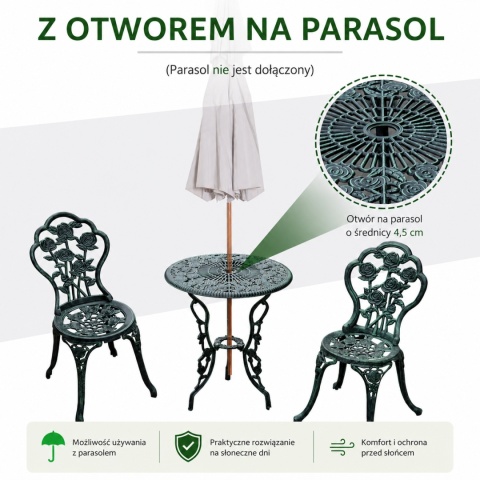 Meble ogrodowe Vintage Stół + dwa krzesła Metalowe