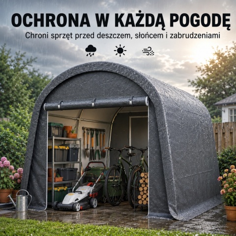 Namiot ogrodowy Garaż Szopka 3x3 m Szary Szerokie Wejście