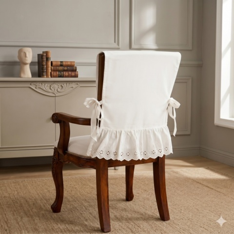 Pokrowce na krzesła z koronką Shabby Vintage Prowansalskie Białe