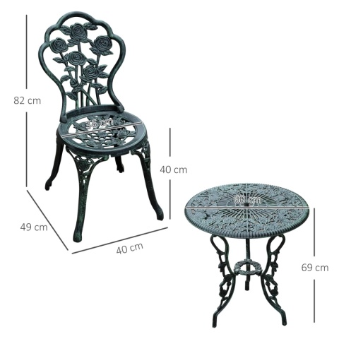 Meble ogrodowe Vintage Stół + dwa krzesła Metalowe