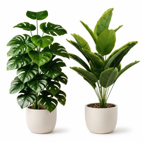 Sztuczne kwiaty Drzewko do domu na balkon taras 2 szt Monstera i Strelicja 100cm