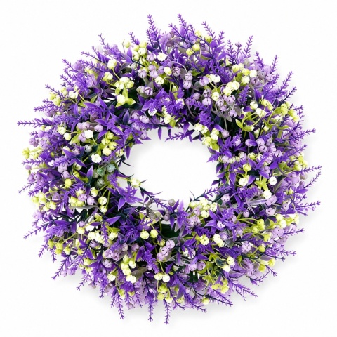 Wianek na drzwi Lawenda 35cm Sztuczne kwiaty Lawendowy GĘSTY SOLIDNY