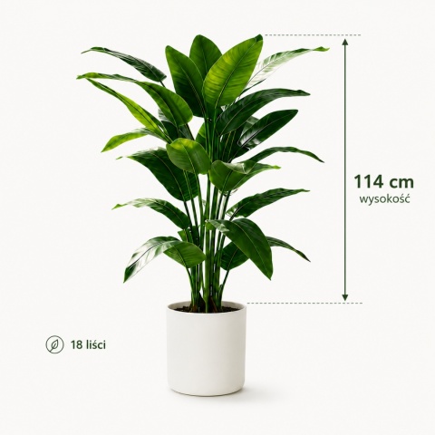 Duża Roślina Kwiatek Sztuczny Bananowiec 114cm na balkon taras do domu