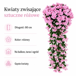 Sztuczne kwiaty Zwisające 2 szt Girlanda Kwiatowa Różowa Bluszcz Pelargonia