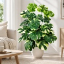Duża Monstera Sztuczna 103cm XL Zielono Kremowa SZTUCZNY KWIATEK ROŚLINA PIĘKNA 24 LIŚCIE
