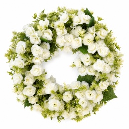 Wieniec Wianek na drzwi 45cm Ścianę Sztuczne Kwiaty Białe Róże Rustykalny