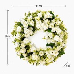 Wieniec Wianek na drzwi 45cm Ścianę Sztuczne Kwiaty Białe Róże Rustykalny