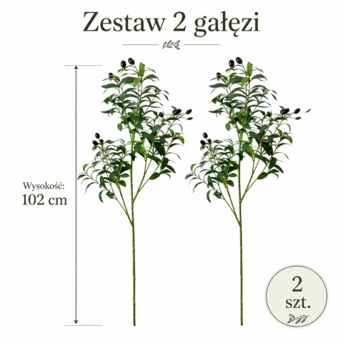 Sztuczne Drzewko oliwne Zestaw 2 szt Gałęzi 102cm REALISTYCZNE Sztuczna roślina