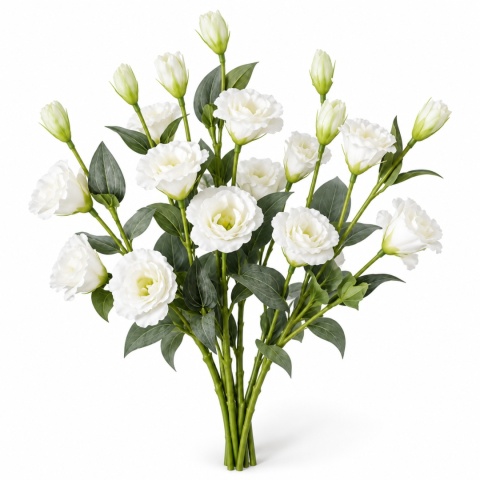Eustoma Sztuczna Zestaw 6 szt JAK ŻYWE Gałązki Sztuczne Kwiaty Białe Bukiet Kwiaty do Wazonu na Ślub