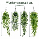 Sztuczne kwiatki Zwisające Bluszcz 4 sztuki 75cm do domu biura Eukaliptus Fikus