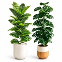 Wysokie Sztuczne rośliny doniczkowe kwiaty 2 sztuki Monstera Palma 110cm Zielone