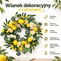 Wianek z cytrynami Wieniec 45cm na drzwi ścianę Sztuczne Kwiaty PRZEPIĘKNY Eukaliptus