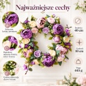 Wianek ze sztucznych kwiatów dekoracyjny 40cm na drzwi ścianę GĘSTY