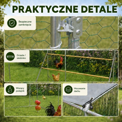 Wybieg dla kur kurnik 3x6 m klatka ogrodzenie dla kurczaków kaczek małych zwierząt